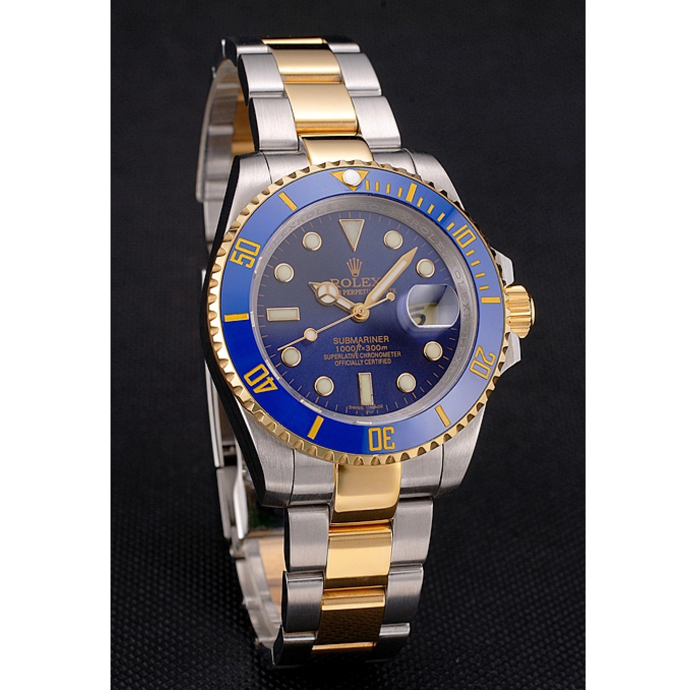 Aaa replica Gold Bezel Bracelet Two Submariner Tone Steel Dial And Blue Rolex Swiss 0522